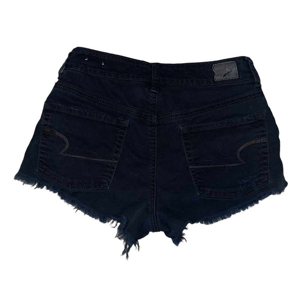 American Eagle Outfitters Denim Stretch Shorts Women’s Black Size 2 Distressed - Picture 2 of 11